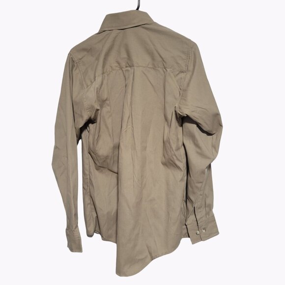 Work America Uniform Shirt Mens Small Beige Button Front Long Sleeve New - Picture 2 of 5